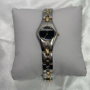 ESQ Movado Ladies Tonneau Watch Two-Tone Steel Black Dial Quartz 07100710
